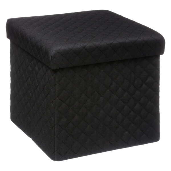 Taburet pliabil 5Five patrat cu spatiu de depozitare, MDF, 31x31x31 cm, negru