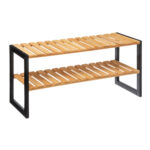 Suport pantofi 6 perechi 5Five Bamboo, din bambus, 70x26x34 cm, negru