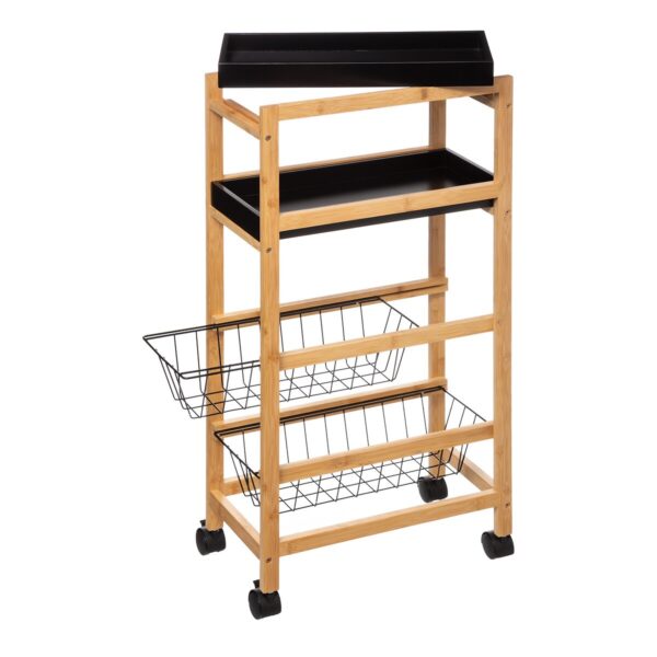 Carucior 5Five Blackwood cu 3 niveluri, bambus si MDF, 41x22x83 cm, natur si negru - imagine 8