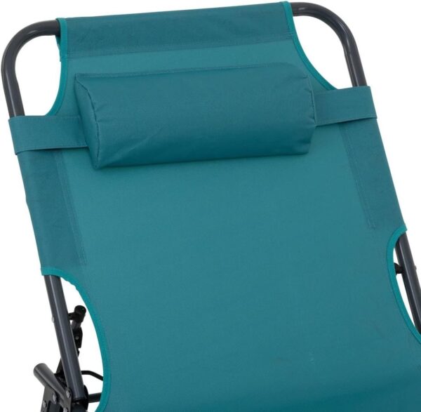 Sezlong 5Five Beach Chair, cadru metalic, pliere compacta, 173x56x27 cm, albastru turcoaz - imagine 3