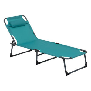 Sezlong 5Five Beach Chair, cadru metalic, pliere compacta, 173x56x27 cm, albastru turcoaz