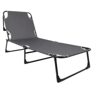 Sezlong 5Five Beach Chair, cadru metalic, pliere compacta, 173x56x27 cm, gri