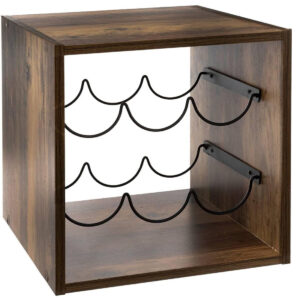 Suport sticle vin 5Five Mix n'Modul stil industrial, PAL, 31x31x31 cm, maro