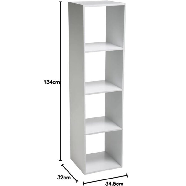 Biblioteca 5Five Mix n'Modul cu 4 compartimente, 35x32x134 cm, alb - imagine 4