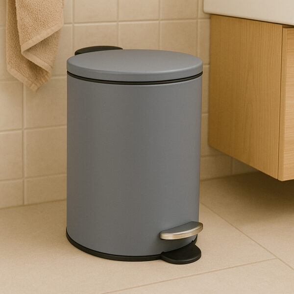 Cos gunoi 5Five Colors Concrete cu pedala si inchidere soft-close, otel, 3 L, 23x23x17 cm, gri - imagine 3