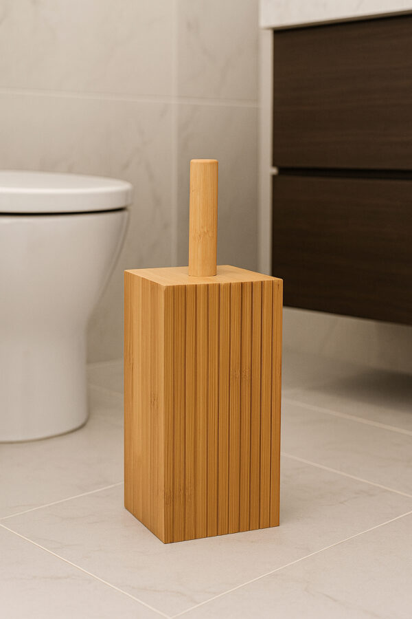 Perie toaleta 5Five Terre Inconnue cu suport cilindric, bambus si polipropilena, 10x10x38 cm, natur - imagine 4