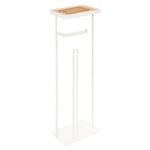 Suport hartie igienica 5Five cu raft depozitare, otel, 18x12x59 cm, alb