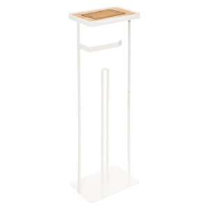 Suport hartie igienica 5Five cu raft depozitare, otel, 18x12x59 cm, alb