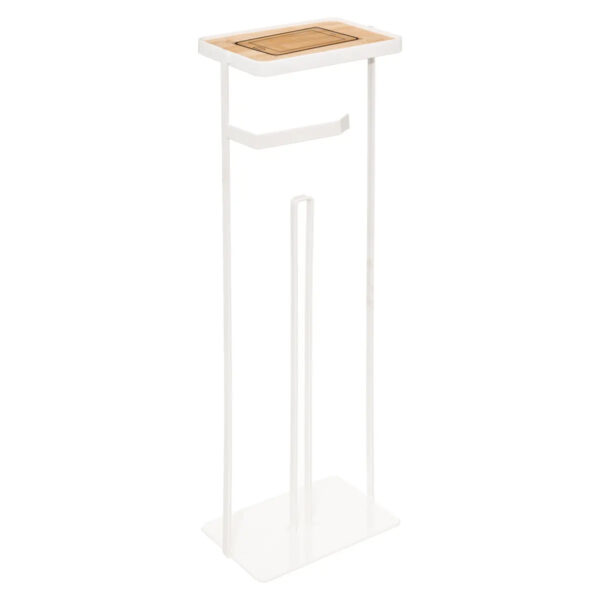 Suport hartie igienica 5Five cu raft depozitare, otel, 18x12x59 cm, alb