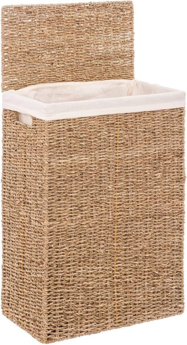 Cos rufe 5Five din trestie impletita, cadru metalic, 40 litri, 37x22x55 cm, maro - imagine 2