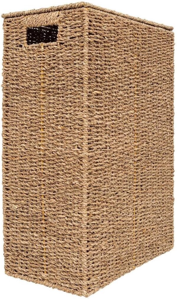 Cos rufe 5Five din trestie impletita, cadru metalic, 40 litri, 37x22x55 cm, maro - imagine 3