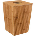 Cos gunoi 5Five Terre Inconnue cu capac, bambus, 6 litri, 20x20x26 cm, natur