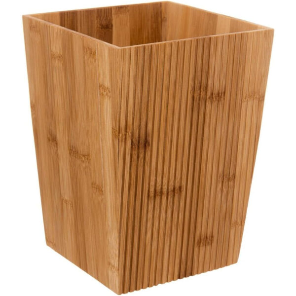 Cos gunoi 5Five Terre Inconnue cu capac, bambus, 6 litri, 20x20x26 cm, natur - imagine 3