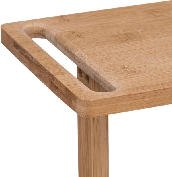 Etajera 5Five pentru spatii inguste, pe roti, 3 niveluri, bambus, 33x18x89 cm, natur - imagine 4
