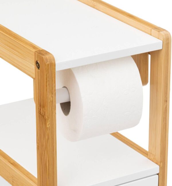 Suport hartie igienica 5Five Natureo cu dulapior, MDF, 33x20x80 cm, alb - imagine 2