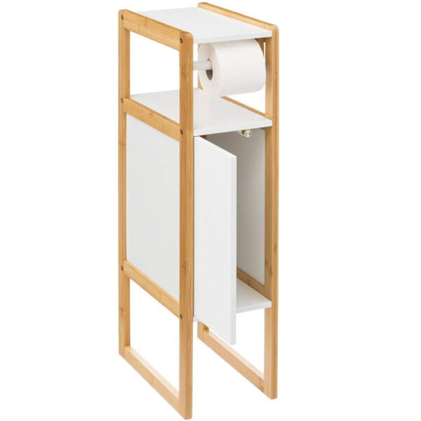 Suport hartie igienica 5Five Natureo cu dulapior, MDF, 33x20x80 cm, alb - imagine 4
