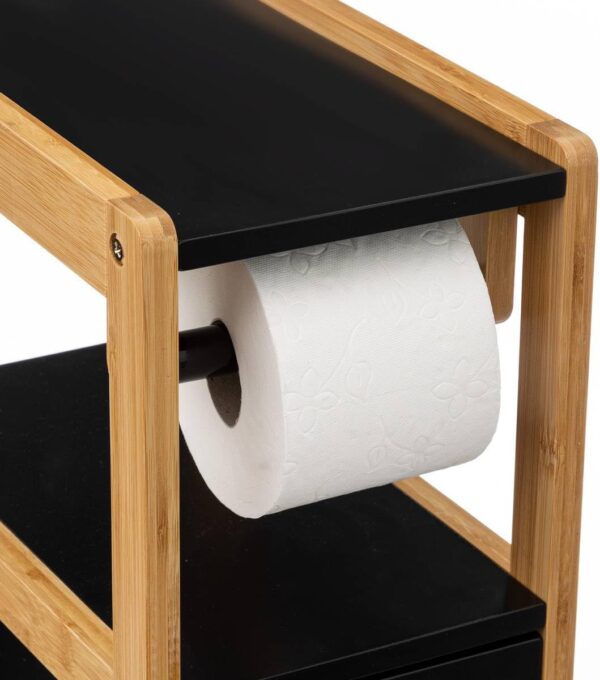 Suport hartie igienica 5Five Natureo cu dulapior, MDF, 33x20x80 cm, negru - imagine 4
