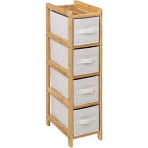Dulap 5Five Tidy Box cu 5 rafturi, carton presat si bambus, 33x19x78 cm, bej