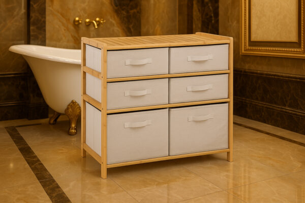 Etajera dubla 5Five Tidy Box, 6 compartimente, 66x33x78 cm, natur - imagine 2