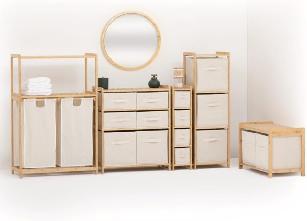 Etajera dubla 5Five Tidy Box, 6 compartimente, 66x33x78 cm, natur - imagine 3
