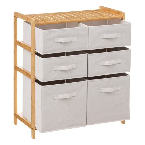 Etajera dubla 5Five Tidy Box, 6 compartimente, 66x33x78 cm, natur - imagine 4