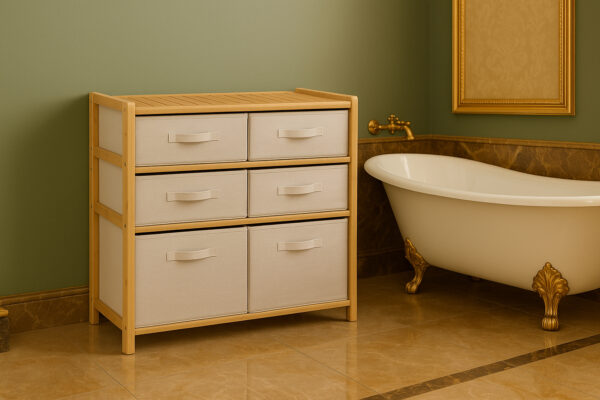 Etajera dubla 5Five Tidy Box, 6 compartimente, 66x33x78 cm, natur - imagine 8