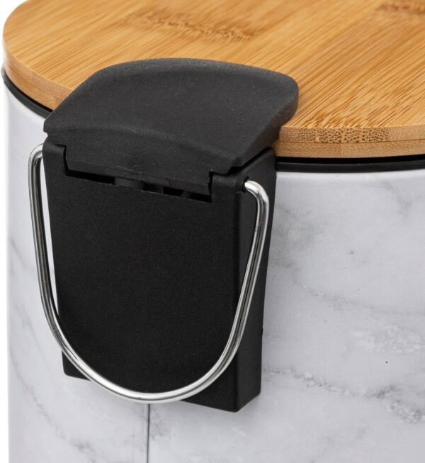 Cos de gunoi cu pedala 5Five Lea cu inchidere soft-close, PP si otel, 17x25 cm, alb - imagine 4