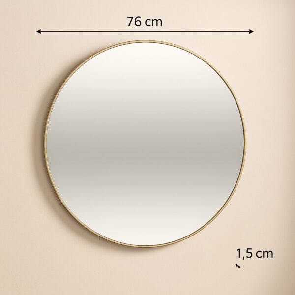 Oglinda rotunda Atmosphera Alice, rama aluminiu subtire, 76 cm, auriu - imagine 2