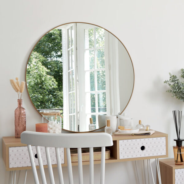 Oglinda rotunda Atmosphera Alice, rama aluminiu subtire, 76 cm, auriu - imagine 3