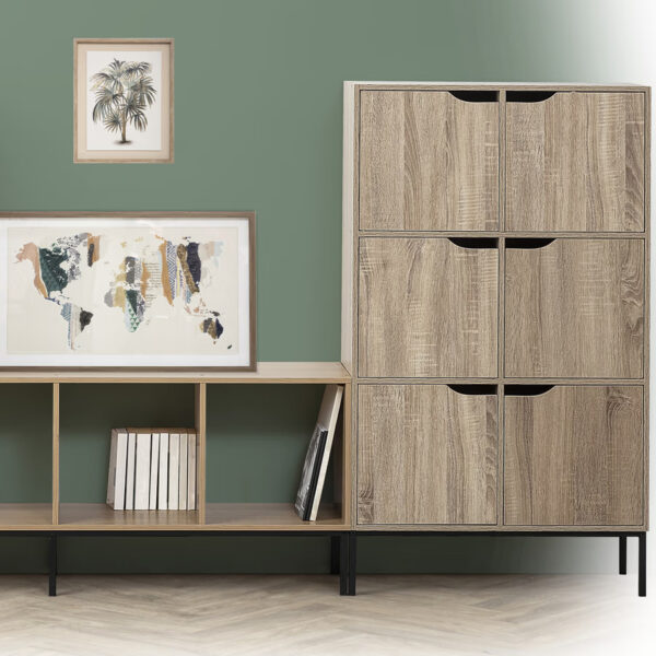 Comoda 5Five Mix n Modul, 6 compartimente, finisaj stejar, 67x32x101 cm, bej - imagine 5