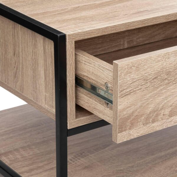 Masuta cafea 5Five Aliaj cu design rectangular, finisaj stejar, 100x40x50 cm, bej - imagine 4
