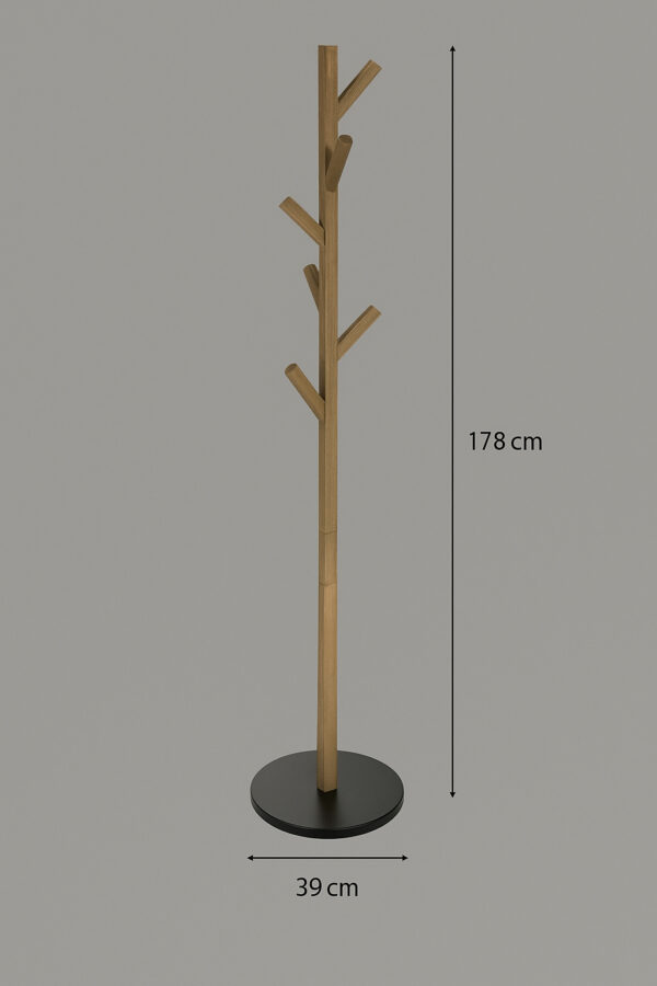 Cuier Atmosphera Wild cu 7 agatatori, lemn si MDF, 39x39x178 cm, maro - imagine 4