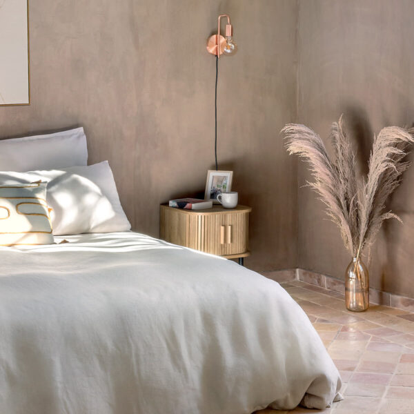 Noptiera Atmosphera Colva cu 2 usi, MDF si picioare metalice, 40x40x53 cm, bej - imagine 2
