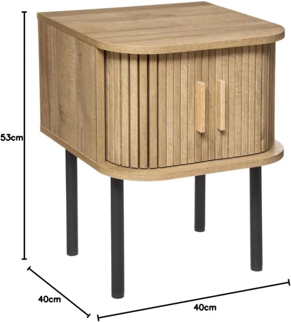 Noptiera Atmosphera Colva cu 2 usi, MDF si picioare metalice, 40x40x53 cm, bej - imagine 3