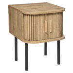 Noptiera Atmosphera Colva cu 2 usi, MDF si picioare metalice, 40x40x53 cm, bej