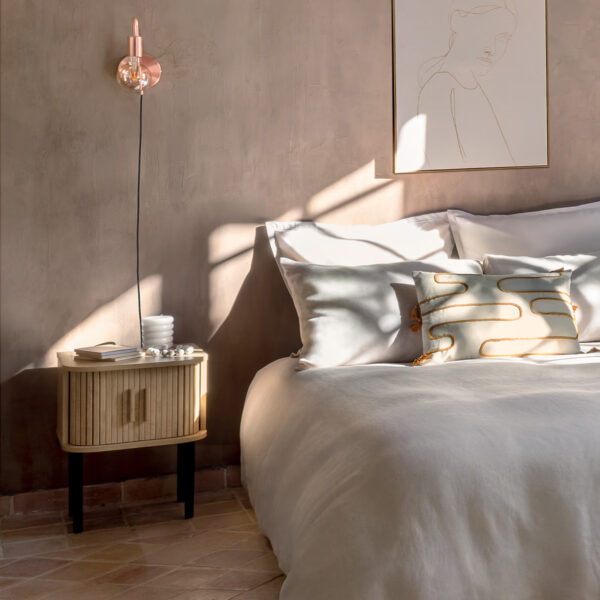 Noptiera Atmosphera Colva cu 2 usi, MDF si picioare metalice, 40x40x53 cm, bej - imagine 6