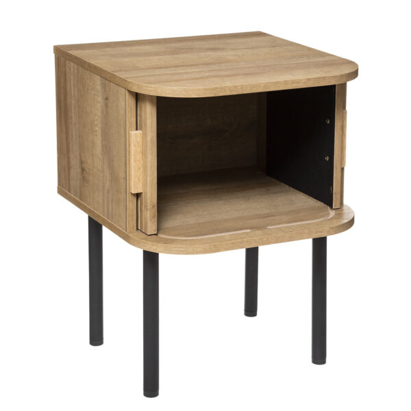 Noptiera Atmosphera Colva cu 2 usi, MDF si picioare metalice, 40x40x53 cm, bej - imagine 7