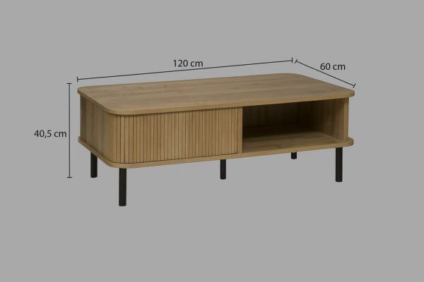 Masuta de cafea Atmosphera Colva cu 2 usi glisante, MDF si otel, 120x60x41 cm, bej - imagine 11