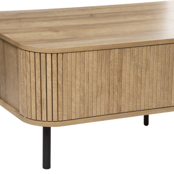 Masuta de cafea Atmosphera Colva cu 2 usi glisante, MDF si otel, 120x60x41 cm, bej - imagine 9