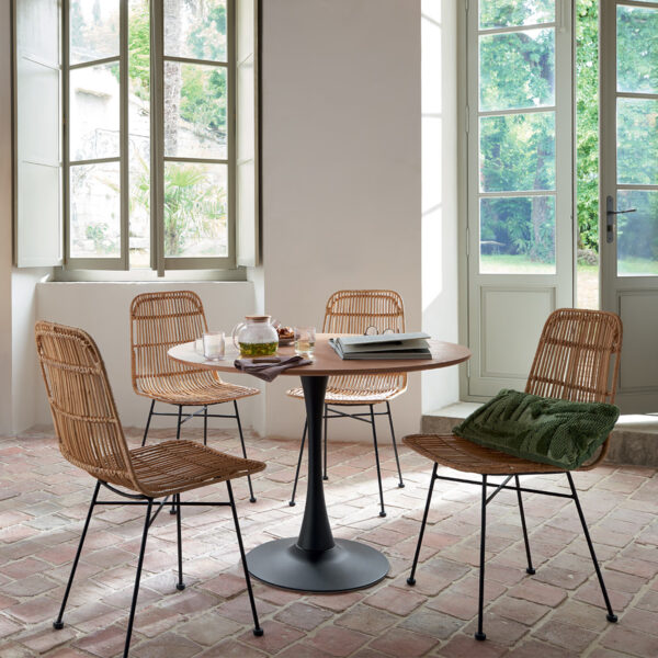 Masa rotunda Atmosphera Elias, 102x76 cm, MDF si metal, negru si stejar - imagine 6