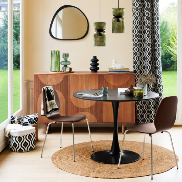Masa rotunda Atmosphera Elias, 102x76 cm, MDF si metal, negru - imagine 2