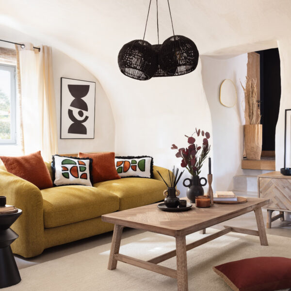 Masuta de cafea Atmosphera Aeris, lemn acacia si blat MDF chevron, 130x70x40 cm, natur - imagine 2