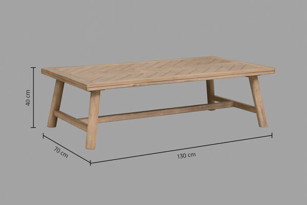 Masuta de cafea Atmosphera Aeris, lemn acacia si blat MDF chevron, 130x70x40 cm, natur - imagine 7