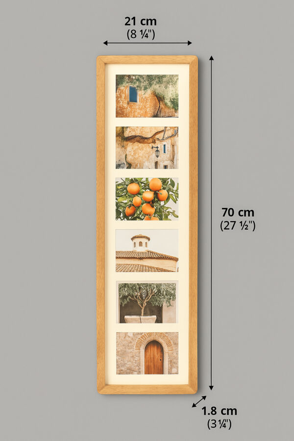 Rama foto Atmosphera Milea pentru 6 poze 10x15 cm, lemn hevea, 21x70 cm, natur - imagine 2