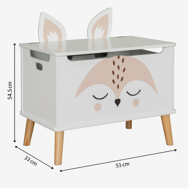 Lada depozitare Atmosphera for kids Renard, 53x33x55 cm, MDF cu picioare lemn, alb - imagine 6