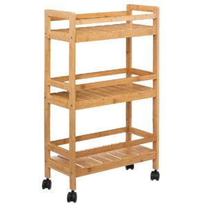 Etajera mobila Linha din bambus, 3 niveluri, dimensiuni compacte, 45x22x80 cm, natur