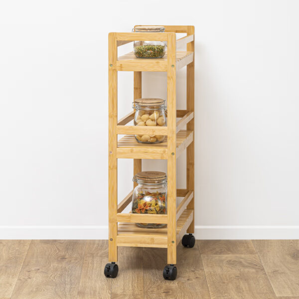 Etajera mobila Linha din bambus, 3 niveluri, dimensiuni compacte, 45x22x80 cm, natur - imagine 3
