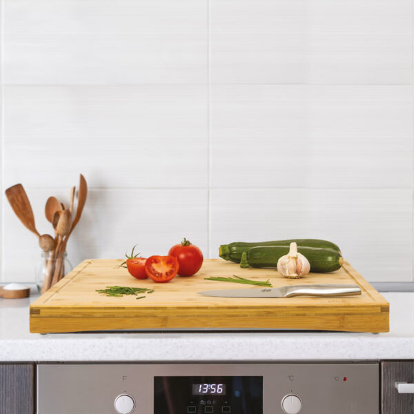 Tocator bambus Bambou, utilizare pe plita sau blat, 52x58x4 cm, natur - imagine 2