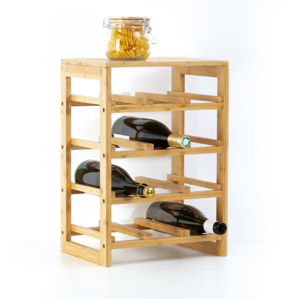 Raft sticle de vin Linha din bambus pentru 12 sticle, 35x24x47 cm, natur - imagine 2