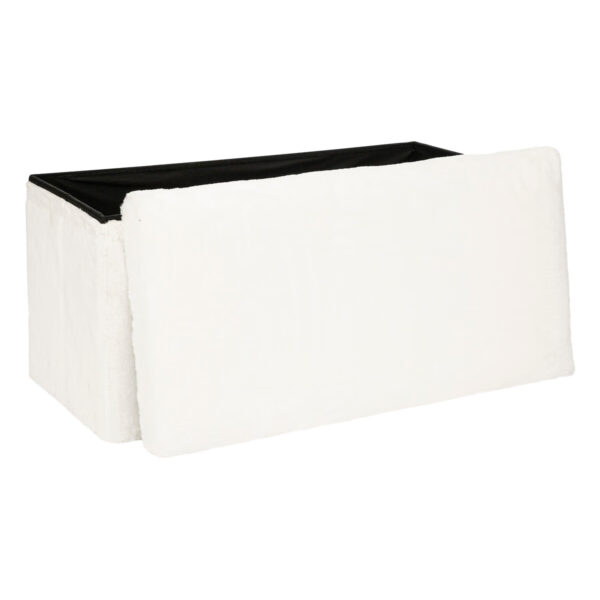 Taburet pliabil Atmosphera Ezzio cu depozitare, 76x38x38 cm, blana artificiala, alb - imagine 2
